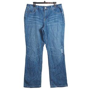 Baccini Bootcut Jeans Womens 14 Medium Wash High Rise Embroidered Stretch Denim